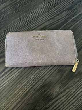 kate spade Glitter Zip-Around Wallet in Lavender